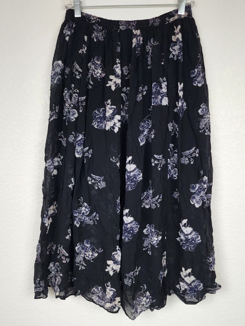 Free People Small Floral Black Pink White Midi Skirt